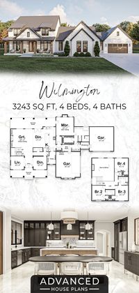 The Wilmington is a beautiful modern farmhouse with multiple different materials that really make it pop. From wood to brick to board & batten, this house keeps your eyes looking for even more. The wood posts on the large covered porch give this plan a really inviting entry.