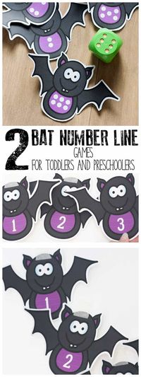 Two Bat-themed number games for toddlers and preschoolers based on the featured book Stellaluna by Janell Cannon. Ideal for Nocturnal Animal Units of Study. #totschool #toddleractivities #preschoolathome #preschoolactivities #math #nocturnalanimalspreschooltheme #stellalunabook #vbcforkids #bookbasedactivities