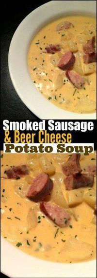 This Smoked Sausage & Beer Cheese Soup is PURE southern comfort in a bowl! Bonus: It is ready in under 30 minutes so perfect for a quick weeknight meal on a cold night!