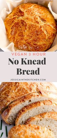 This No Knead Bread (Dutch Oven Bread) is my favourite go to bread recipe! It's incredibly easy to make, with a beautiful golden crust. It's soft and fluffy on the inside and tastes ridiculously delicious. It only takes 2 hours to rise and requires no special ingredients!