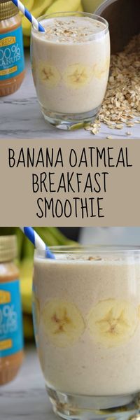 Banana Oatmeal Breakfast Smoothie is perfect for those busy mornings. 5 simple ingredients, a quick blend and you are ready for your day. I love making these before my morning workouts, they keep me full and give me plenty of energy!