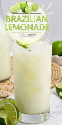 Brazilian Lemonade is a 4 ingredient lemonade made with fresh limes, water, sugar, and sweetened condensed milk. It’s so creamy, tart, sweet, and super refreshing. This is a non-alcoholic drink recipe that everyone can enjoy!