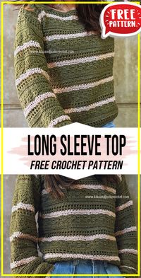 crochet Long Sleeve Top free pattern - FREE Crochet Long Sleeve Top Pattern for Beginners. Click to Get the Pattern #Top #crochet #crochetpattern   via @shareapattern.com