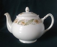 DUCHESS GREENSLEEVES TEAPOT BONE CHINA TEAPOT YELLOW & PINK FLOWERS GREEN LEAVES  | eBay