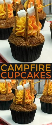 These Campfire Cupcakes are a fun summer treat. What an adorable dessert to take along for a camping trip or camping themed party.