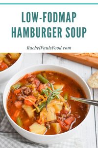 Low-FODMAP Hearty Hamburger Soup; Gluten-free, Dairy-free