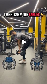 Aakash Wadhwani on Instagram: "Save/Share if you find this useful 🚀
,
Bent over row is one of the best variations to train back as it hits all the back muscles, and here we are talking about its dumbbell version, which can be beneficial for hypertrophy and correcting muscular imbalances due to it being a unilateral exercise.There are different grips for dumbbell rows, which puts more emphasis on some muscles, such as

*Neutral Grip Dumbbell Row: Here you are using a neutral grip, which targets 70% of the lat muscles and 30% of the upper and midback muscles. Here, the elbows are closed to the body, due to which there is more focus on the lat muscles as the weight is also pulled to the waist.

**Overhand Grip Dumbbell Row: Here you are using the pronated (overhand) grip and pulling the weig