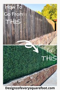 This easy and affordable way to transform an old wooden fence into a beautiful faux bush is something you NEED!! its easy and only take a few steps to assemble. Not only does it get rid of the old wooden fence but it brings in so much more life and color to your backyard! Tis is definitely a MUST try project for your home!! #outidefences #oldfences #fencedecordiy #oudoorfence #buildyourownfence #decorativefence #backyardideas #landscapedecor #outdoorlandscaping