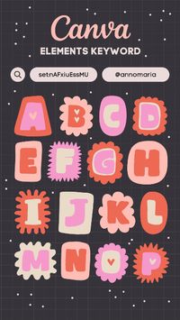 Canva Elements Keyword - Cute Y2k Alphabet Letter for collages. Decorative Canva font