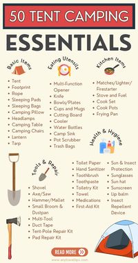 Discover the ultimate list of 50 must-have items for your next camping trip, recommended by seasoned campers. Get the best ideas and guarantee a successful and enjoyable experience in the great outdoors! Hacks campsite | family coming | with kids.