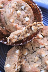 Take your taste buds on an exotic tropical journal with these lemongrass coconut white chocolate chip cookies. It's the flavor combination you've been missing. #lemongrass #coconut #whitechocolate #chewycookies #coconutcookies #whitechocolatechipcookies