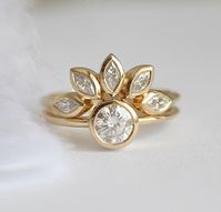 Yellow Gold Diamond Engagement Ring Set Floral Engagement