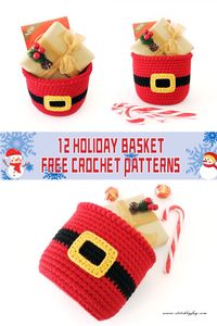 12 Holiday Basket Crochet Patterns - FREE - iGOODideas.com