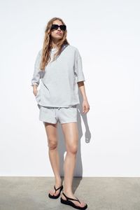 SHORT SLEEVE SWEATSHIRT - Grey marl | ZARA Malaysia