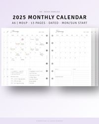 Dated 2025 Planner Pages, 12 Month Inserts Refill, Digital Download, MO1P Sheet, Month At A Glance, Full Year 2025 Calendar, Monday Sunday Start  [💡MonthlyJoy's Checkpoint!] 2025 𝑴𝒐𝒏𝒕𝒉𝒍𝒚 𝑶𝒗𝒆𝒓𝒗𝒊𝒆𝒘 𝑨6 𝑺𝒊𝒛𝒆 𝑰𝒏𝒔𝒆𝒓𝒕𝒔 𝑷𝒓𝒊𝒏𝒕𝒂𝒃𝒍𝒆.  · Cover (1 Page) + 2025 Monthly Planner Dated Inserts (12 Pages) · Monday, Sunday Start Included · Month, Month | Year, Calendar, Focus, Important Dates, To-do list  [📏SIZE] A6 (105 x 148 mm / 4.13 x 5.82 inches)