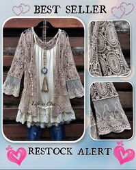 EVER SO SWEET BOHEMIAN CROCHET LACE CARDIGAN IN TAUPE