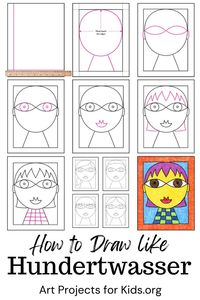 Learn how to draw like Hundertwasser with an easy step-by-step PDF tutorial. #howtodraw #tutorial #drawing #drawingtutorial #arttutorial #artprojectsforkids #howtodrawforkids #Hundertwasser