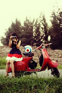 into the woods to take photos of my friend. Bet she wishes she had a Kate Spade Vespa to #ridecolorfully