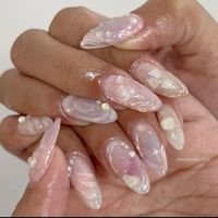 Douyin mermaid shell nails 3d gel korean #nails ネイル jelly nails