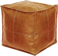 Amazon.com: ZARKS Pouf Foot Stool Ottoman, Unstuffed Faux Leather Pouf Cover, Handmade Square Floor Poufs Chairs for Living Room, Balcony, Bedroom (Orange, 17.7''*17.7''*17.7'', No Filling, Unstuffed) : Home & Kitchen