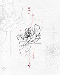 Peonies Tattoo Design / Instant Download Tattoo Design / peony Tattoo Design / Printable Stencil / flowers Tattoo / Tattoo Design for Women / fine line/ ornament tattoo designs  Printable tattoo design | Instant download The flowers tattoo design for women. This design is available for download after purchase. You can find me at: - Instagram: @l.marchuchka