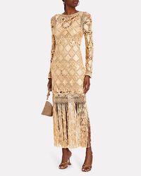 Zimmermann Kaleidoscope Fringe Dress In Gold | INTERMIX®