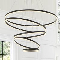 This large 5 Lights chandelier made from 5 pcs different size round aluminum frame, which is in matte black finish and match with white acrylic shade. It is LED integrated and adopt certificated LED driver. this chandelier not only provides powerful illumination but also serves as a striking focal point in any room. With customizable lighting options and a contemporary design, it’s perfect for adding a sophisticated touch to your home or office. Ivy Bronx | Ivy Bronx Nazere 5 - Light 40 Inches D