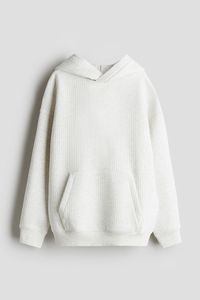 Loose-fit  ribbed sweatshirt hoodie. Lined wrapover hood  dropped shoulders  long sleeves  and kangaroo pocket. Ribbing at cuffs and hem.