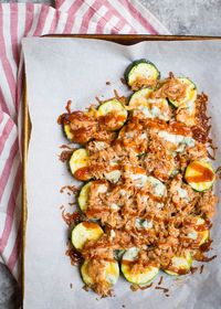 Cheesy BBQ Chicken Zucchini Nachos - Oh Sweet Basil