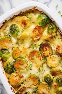 Brussels Sprout Cheesy garlic Bake - BeCentsational