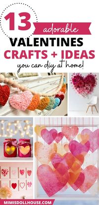 Valentine's Day: Cute Valentine Crafts.  Looking for some fun crafty Valentine ideas...I'm sharing some gorgeous and easy to DIY Valentine crafts today.  Be sure to check out all of our Valentine's Day ideas and inspiration. via @mimisdollhouse