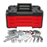 Keep your tools organized in your garage or workshop whether you're a semi-professional repair worker or an expert with the help of this VERSASTACK 230-piece 3-Drawer Mechanic Tool Set. Conveniently stackable, this space-saving tool set is a flexible platform that allows for many different combinations of storage options based on your needs. The set is designed for security and ease of use with its drawer lock dial which quickly locks the drawers in place when not in use to prevent contents from