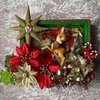 Retro Christmas Deer Shadow Box Assemblage Candy Cane Peppermint Swirl Starburst Poinsettia - Etsy