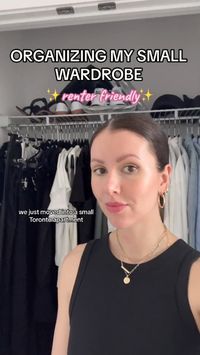 Organize my small wardrobe with me (renter friendly & affordable!) #smallclosetmakeover #smallclosetorganization #smallclosettour #minimalistwardrobe #ikeawardrobehack #smallclosetdesign