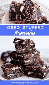 Oreo Stuffed Brownies from Family Fresh Meals recipe #oreos #familyfreshmeals #brownies #stuffedbrownies #dessert #chocolate