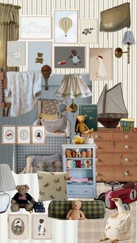 The perfect mix of blues, browns, and greens with vintage aesthetic touches. Lots of bears, teddies, ducks and little boy touches!