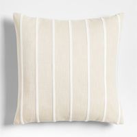 Linear with a nautical vibe, our Como pillows are the perfect summertime accent. Thin lines of ivory satin-stitch embroidery bring texture and contrast to the natural ground, while knife-edge tailoring gives the pillow cover a neat and crisp appearance. Use the striped pillow cover on its own or mix in with our other breezy, coastal-inspired throw pillows. For maximum comfort, fill the cotton throw pillow cover with a plush feather-down or lofty down-alternative insert sold separately.   • 100%