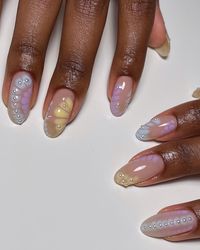 Pastel nail art with pearls