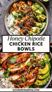 Spice up your weeknight dinners with these mouthwatering Honey Chipotle Chicken Rice Bowls! The perfect balance of sweet and spicy flavors, these bowls are ideal for quick, healthy meals or meal prepping. Packed with tender chicken, fluffy rice, and vibrant veggies, it’s a satisfying dish the whole family will love. #HoneyChipotleChicken #SpicyChickenRecipe #RiceBowlRecipe #MealPrepIdeas #EasyWeeknightDinners #HealthyChickenRecipes #SweetAndSpicyChicken #ChipotleChicken #QuickDinnerIdeas #BowlR