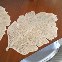 6 Lovely Leaf Shaped Placemats Made Of Plyable Soft Faux Leather-Like Heat Resistant Silicone. Never Used. Easy Care Wipe Off. From A Pet And Smoke-Free Home. 18"X11.5"