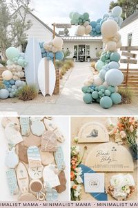 a collage of baby on board baby shower theme ideas