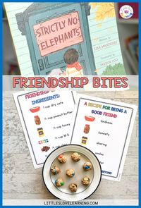 Preschool and Pre-K Friendship Activity: This activity is inspired by the book Strictly No Elephants. This activity is part of a pack of 8 activities to go along with the book. Use them at home with your kids or in the classroom with students. Includes printable activities for literacy (rhyming), math (numbers and counting), fine motor (cutting) & gross motor. Also includes a Kindness Craft, a Friendship Recipe, & a journal writing page. Kids of all ages (even toddlers) will have fun with these!