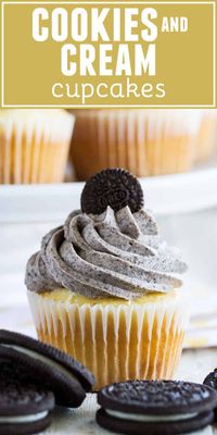 Oreo cupcakes both the kids and the adults will love, these Cookies and Cream Cupcakes have a marshmallow filling center, an Oreo frosting, and even an Oreo on the bottom of the cupcake!