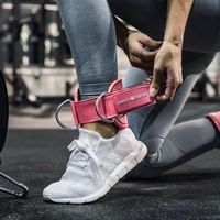 Transform your lower body cable machine workouts with these ankle straps. Designed with soft padded interior and cruelty-free leather exterior. Two stainless steel D-ring cable attachment allows for even weight distribution on the ankle. Perfect for cable kickbacks and hip abductors. Includes two Ankle Straps