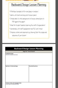 Backward Design Lesson Plan - download a template to implement the gradual release of responsibility model (GRR). Easy for teacher planning, student documentation, staff development, and PLC learning!