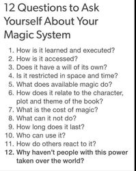 12 Question to ask yourself about your Magic System: : magicbuilding