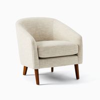 Jonah Chair, Poly, Chunky Boucle, White, Pecan | West Elm