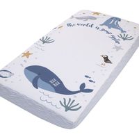 Nojo Arctic Adventure Light Blue, White, And Navy Whales, Narwhal, And Walrus "the World Is Your Oyster" 100% Cotton Photo Op Fitted Crib Sheet : Target