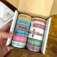 We have more stock coming in by Friday for the Big Set of 11! Enter your email and we'll notify you when it comes in! Our Scriptural Accents Washi Tape is a perfect addition to your faith journaling supplies. We now have 11 (Eleven) unique rolls of Scriptural Accents Washi Tape that feature carefully selected verses from the Bible, popular hymns, and uplifting messages that are perfect for adding a touch of inspiration to your journal pages and Bible study notes. These tapes are not just for dec