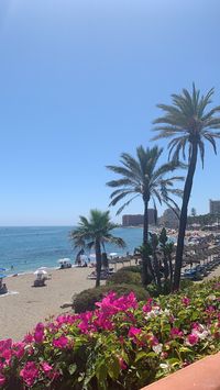 The beautiful beach of Benamádena, Costa Del Sol midday in the hot summer x